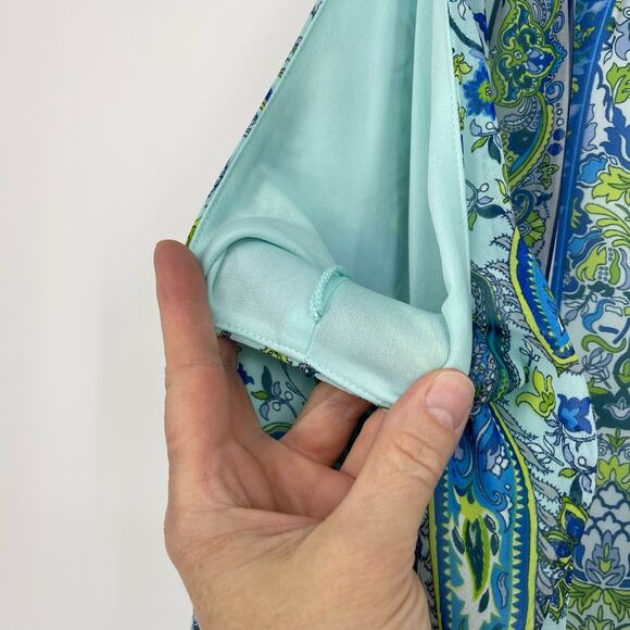 NWT London Times Sleeveless Blue Paisley Dress Sz 14 Garden Fairy Flowy Y2K 90s - Picture 6 of 16